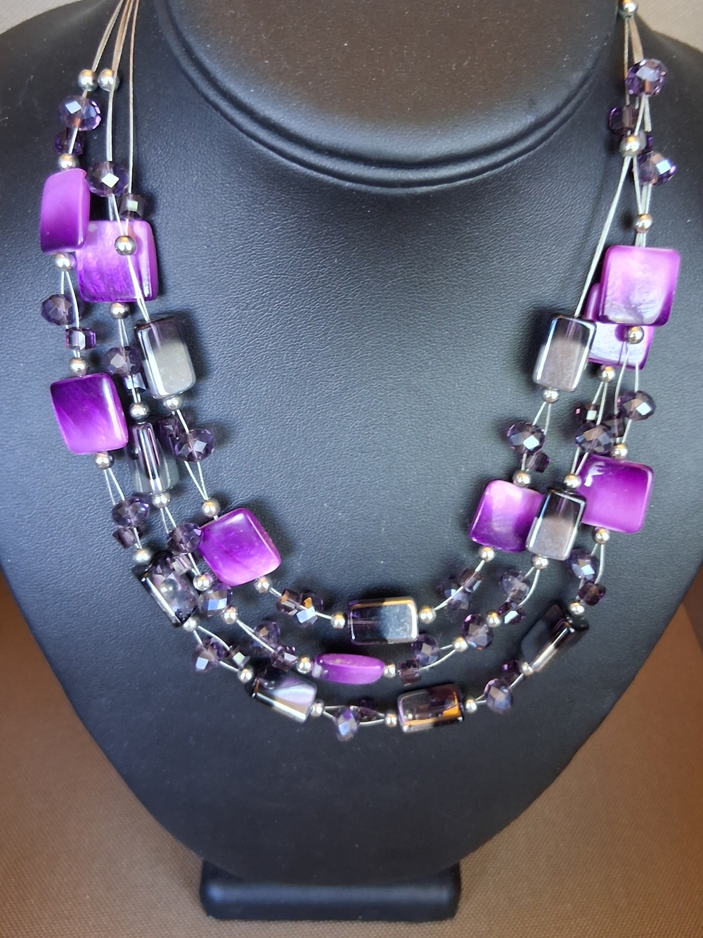 Charming Charlie 16" Purple Multi-Strand Statement Necklace